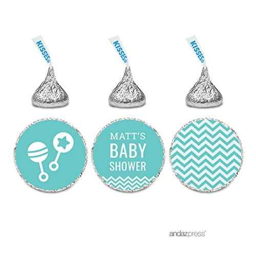 Baby Blue Fits Hersheys Kisses Boy Baby Shower 216-Pack Andaz Press Chocolate Drop Labels Trio 